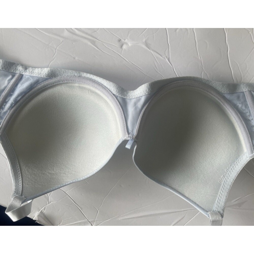Paris Pink  Womens Bra 38DD  Satin Light  Blue Underwire  Padded  Y2K Feminine - Picture 6 of 9